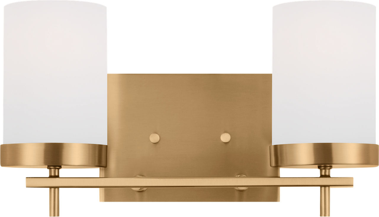 Zire Two Light Bath Satin Brass Bulbs Included