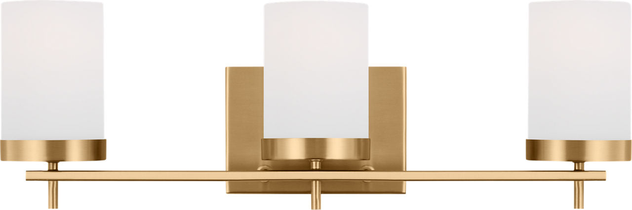 Zire Three Light Bath Satin Brass Bulbs Included