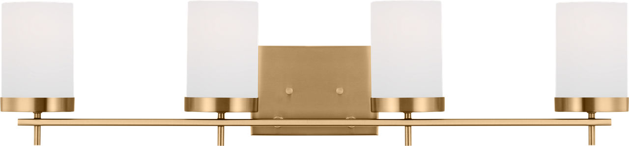 Zire Four Light Bath Satin Brass Bulbs Included