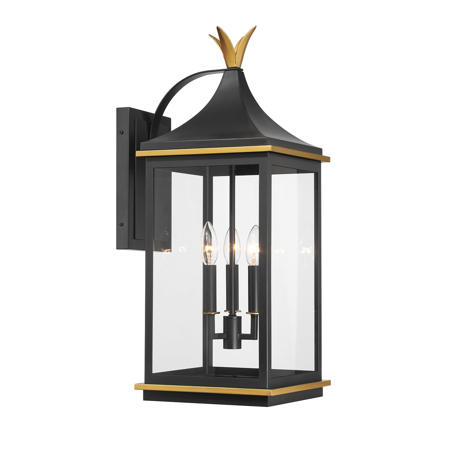 Simpson 10'' Matte Black + Textured Gold Outdoor Sconce