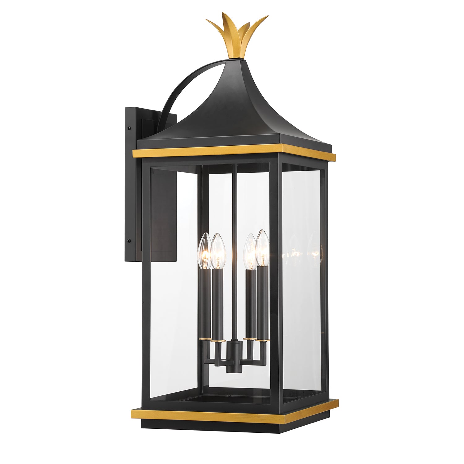 Simpson 12.25'' Matte Black + Textured Gold Outdoor Sconce