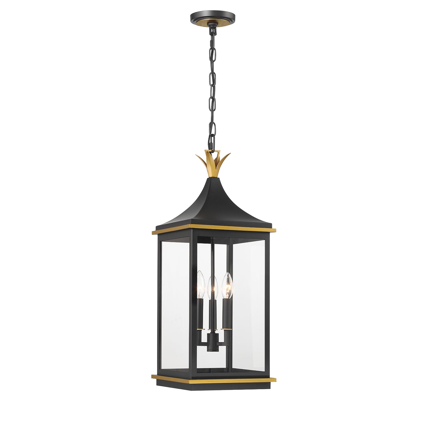 Simpson 10'' Matte Black + Textured Gold Outdoor Pendant