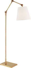 Graves Articulating Floor Lamp | Hand-Rubbed Antique Brass | Linen Shade