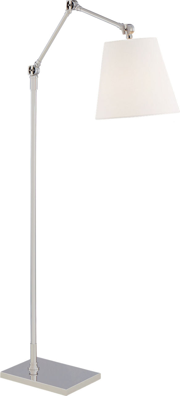 Graves Articulating Floor Lamp | Polished Nickel | Linen Shade