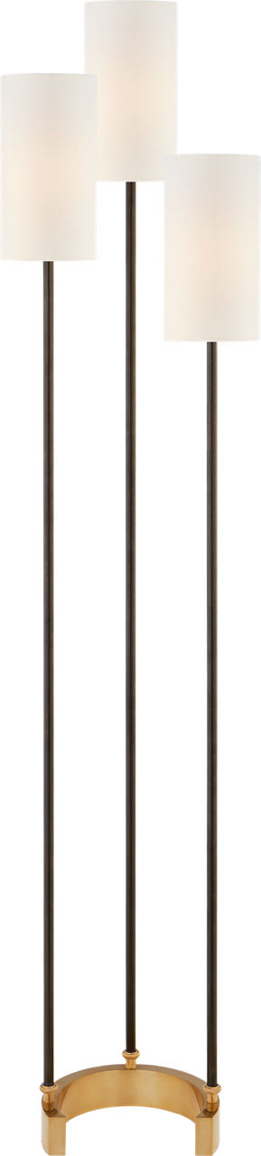 Aimee Floor Lamp | Bronze and Hand-Rubbed Antique Brass | Linen Shades