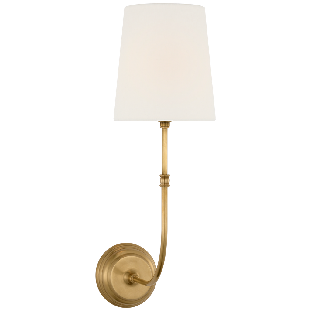 Wyatt 20" Sconce | Hand-Rubbed Antique Brass | Linen Shade