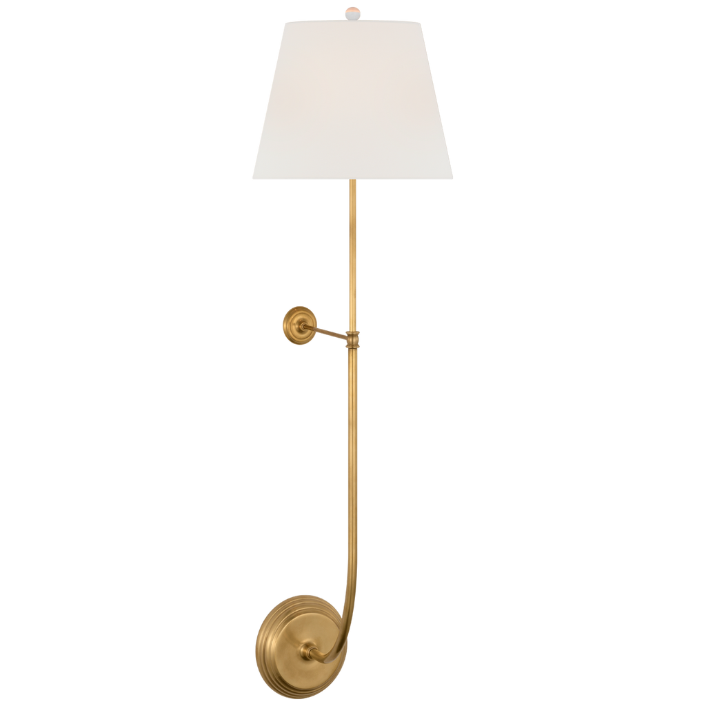 Wyatt 39" Statement Sconce | Hand-Rubbed Antique Brass | Linen Shade