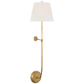Wyatt 39" Statement Sconce | Hand-Rubbed Antique Brass | Linen Shade