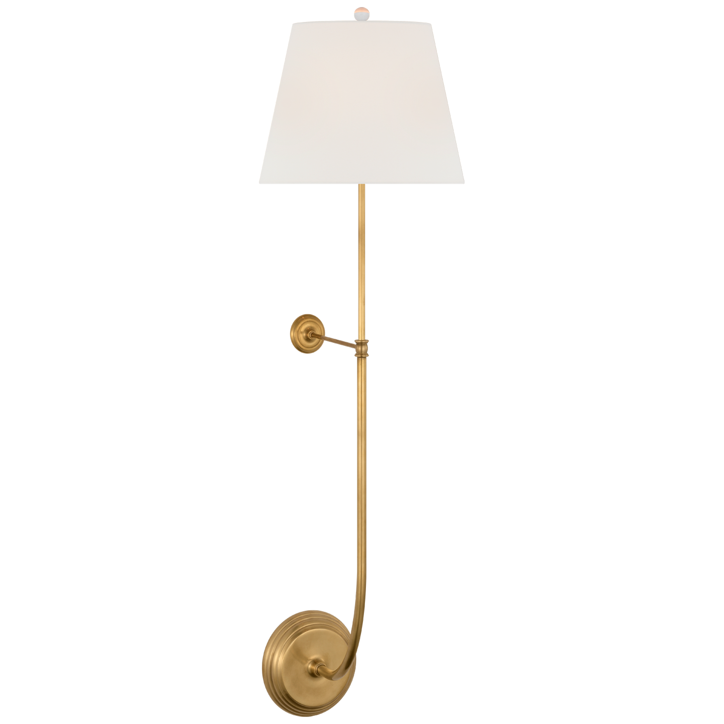 Wyatt 39" Statement Sconce | Hand-Rubbed Antique Brass | Linen Shade