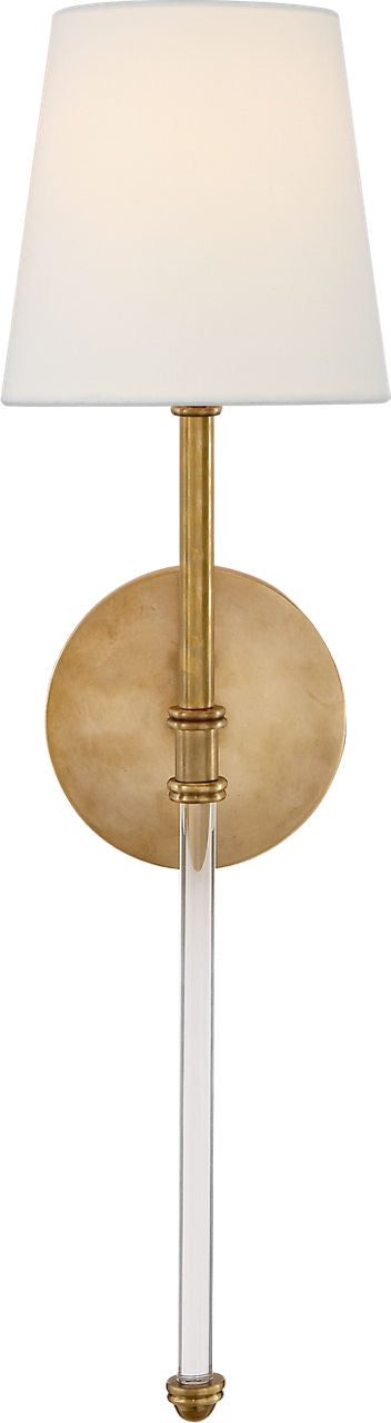 Camille Sconce | Hand-Rubbed Antique Brass | Linen Shade