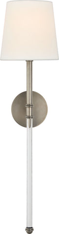 Camille Large Tail Sconce | Antique Nickel | Linen Shade