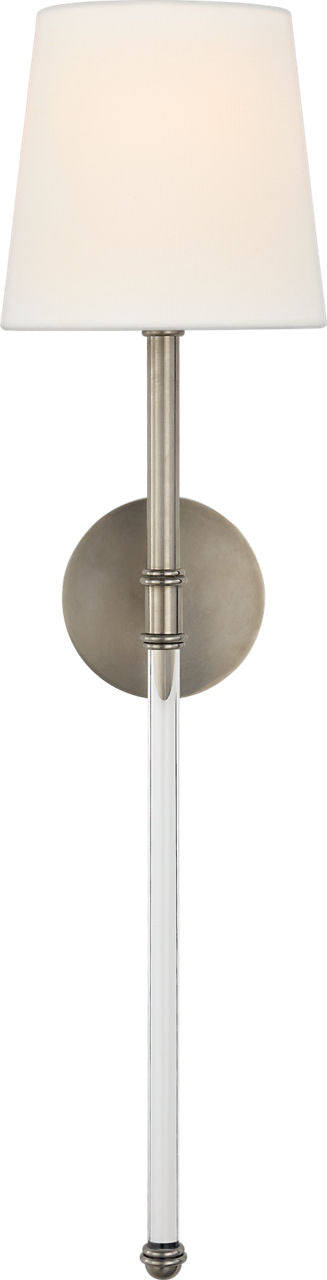 Camille Large Tail Sconce | Antique Nickel | Linen Shade
