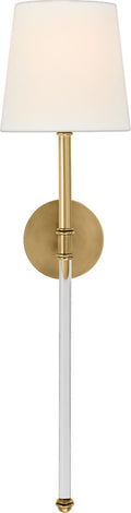 Camille Large Tail Sconce | Hand-Rubbed Antique Brass | Linen Shade