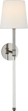 Camille Large Tail Sconce | Polished Nickel | Linen Shade