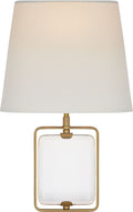 Henri Framed Jewel Sconce | Crystal and Hand-Rubbed Antique Brass | Linen Shade