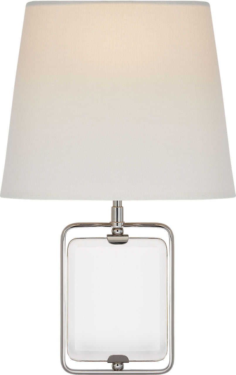 Henri Framed Jewel Sconce | Crystal and Polished Nickel | Linen Shade