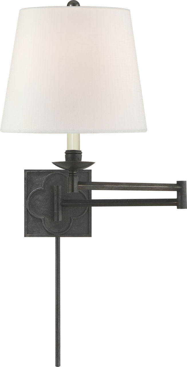 Griffith Swing Arm | Aged Iron | Linen Shade