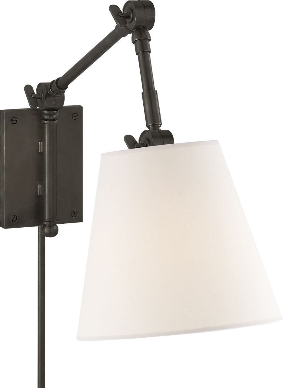 Graves Pivoting Sconce | Bronze | Linen Shade