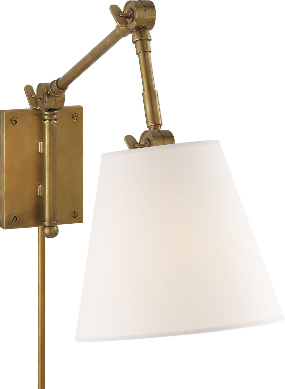 Graves Pivoting Sconce | Hand-Rubbed Antique Brass | Linen Shade