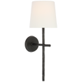 Collette 23" Tail Sconce | Aged Iron | Linen Shade