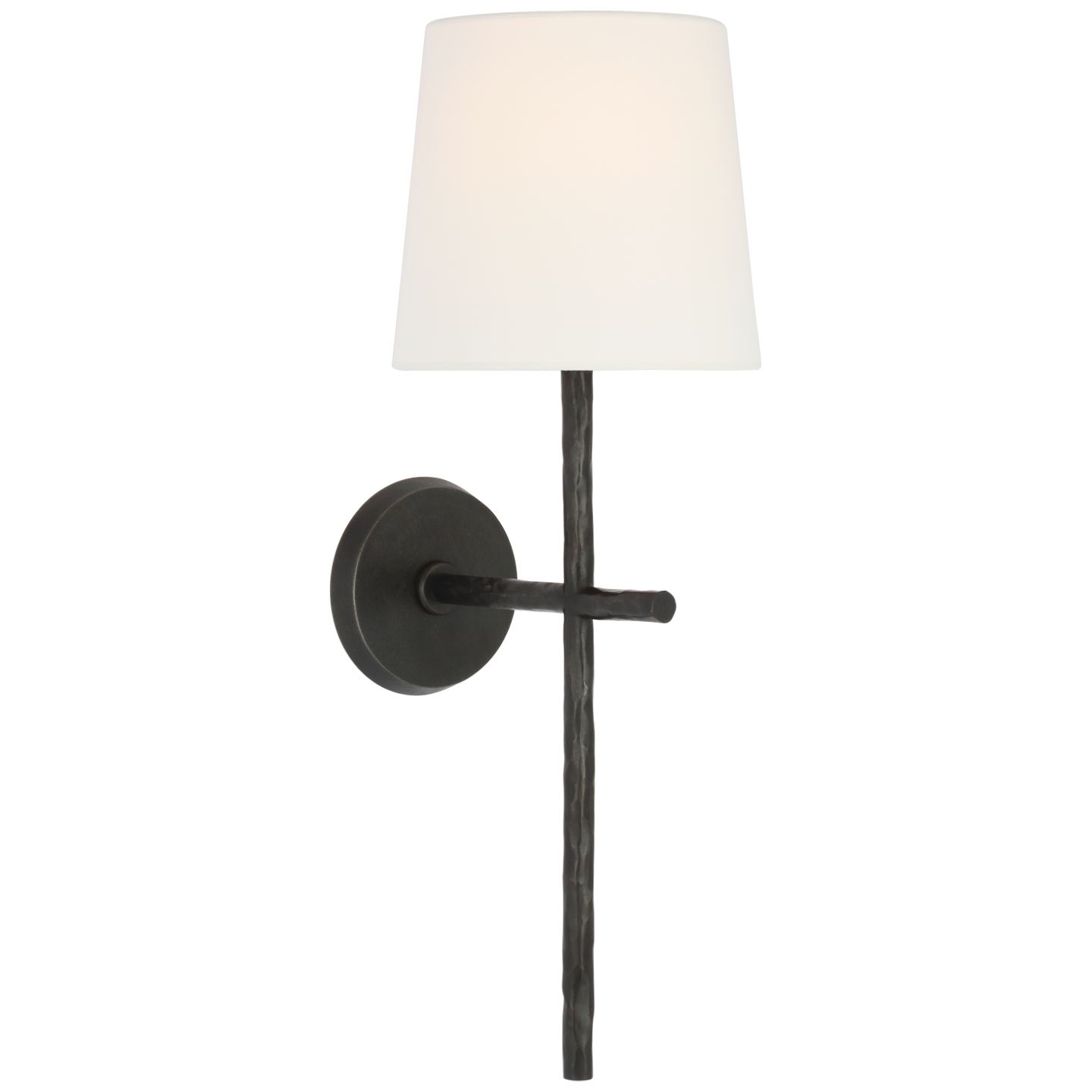 Collette 23" Tail Sconce | Aged Iron | Linen Shade