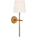 Collette 23" Tail Sconce | Gilded Iron | Linen Shade