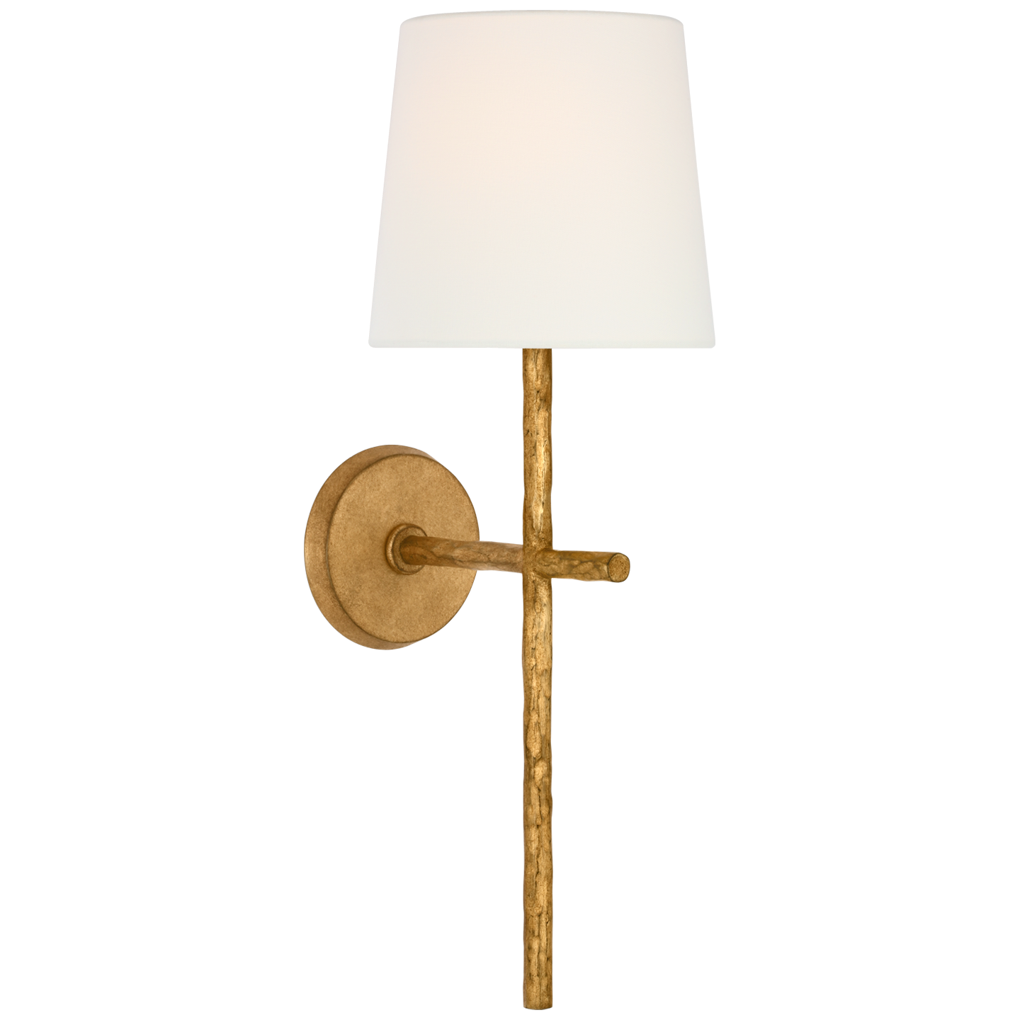 Collette 23" Tail Sconce | Gilded Iron | Linen Shade