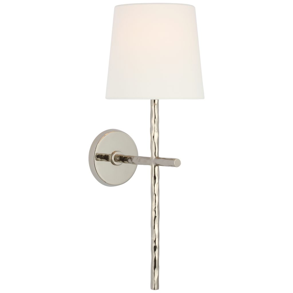 Collette 23" Tail Sconce | Polished Nickel | Linen Shade