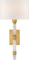 Adaline Small Tail Sconce | Antique-Burnished Brass and Quartz | Linen Shade