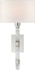 Adaline Small Tail Sconce | Polished Nickel and Quartz | Linen Shade