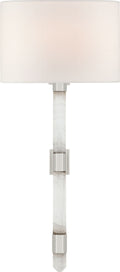 Adaline Medium Tail Sconce | Polished Nickel and Quartz | Linen Shade
