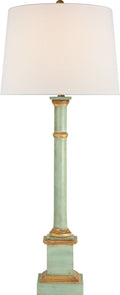 Josephine Table Lamp | Light Blue | Antique Gold Leaf | Linen Shade