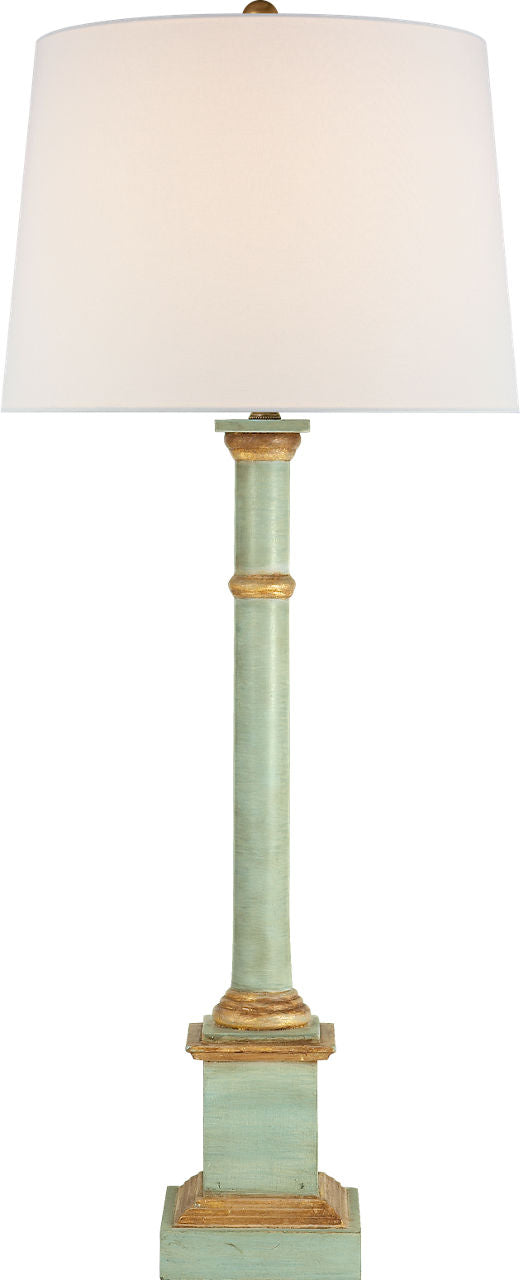 Josephine Table Lamp | Light Blue | Antique Gold Leaf | Linen Shade