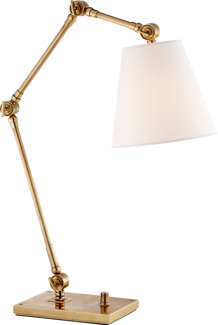 Graves Task Lamp | Hand-Rubbed Antique Brass | Linen Shade