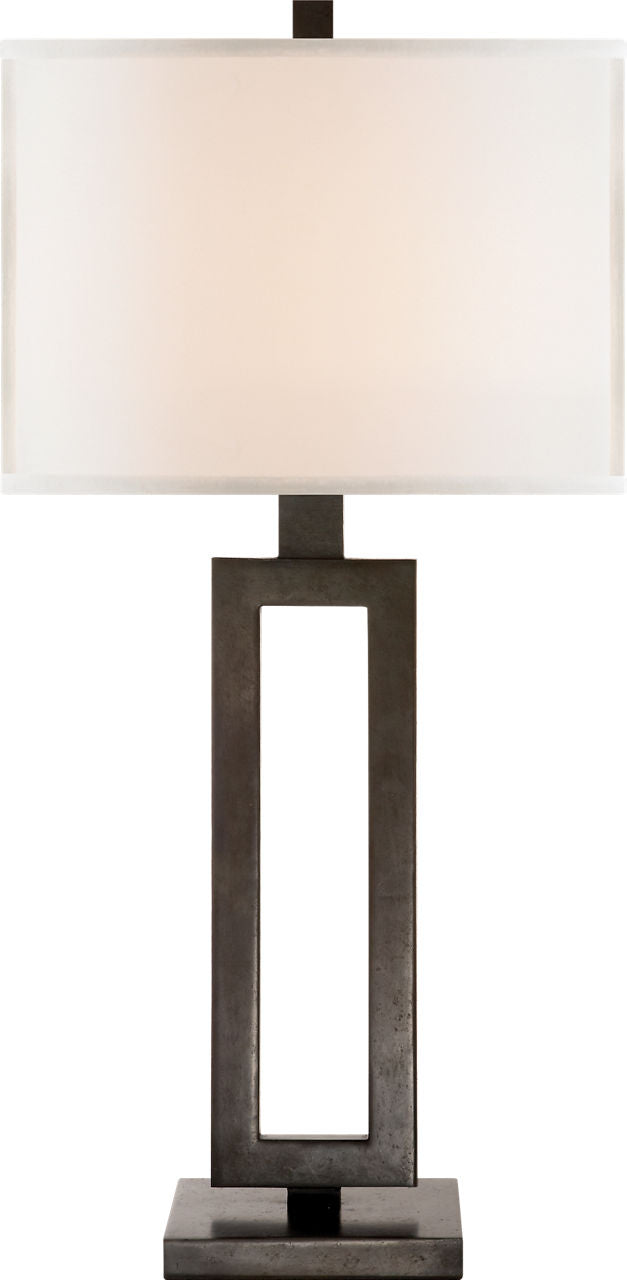 Mod Tall Table Lamp | Aged Iron | Linen Shade