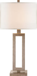 Mod Tall Table Lamp | Burnished Silver Leaf | Linen Shade