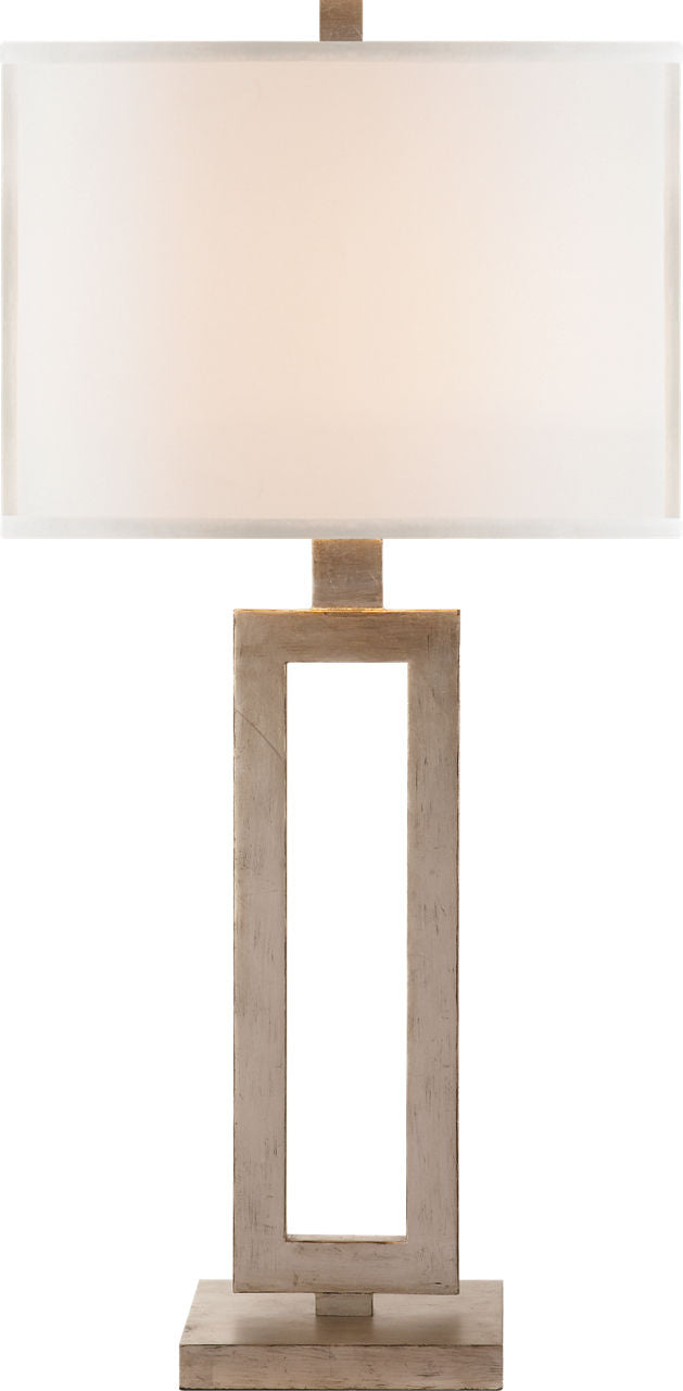 Mod Tall Table Lamp | Burnished Silver Leaf | Linen Shade
