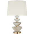 Aubert 28" Table Lamp | Alabaster and Hand-Rubbed Antique Brass | Linen Shade