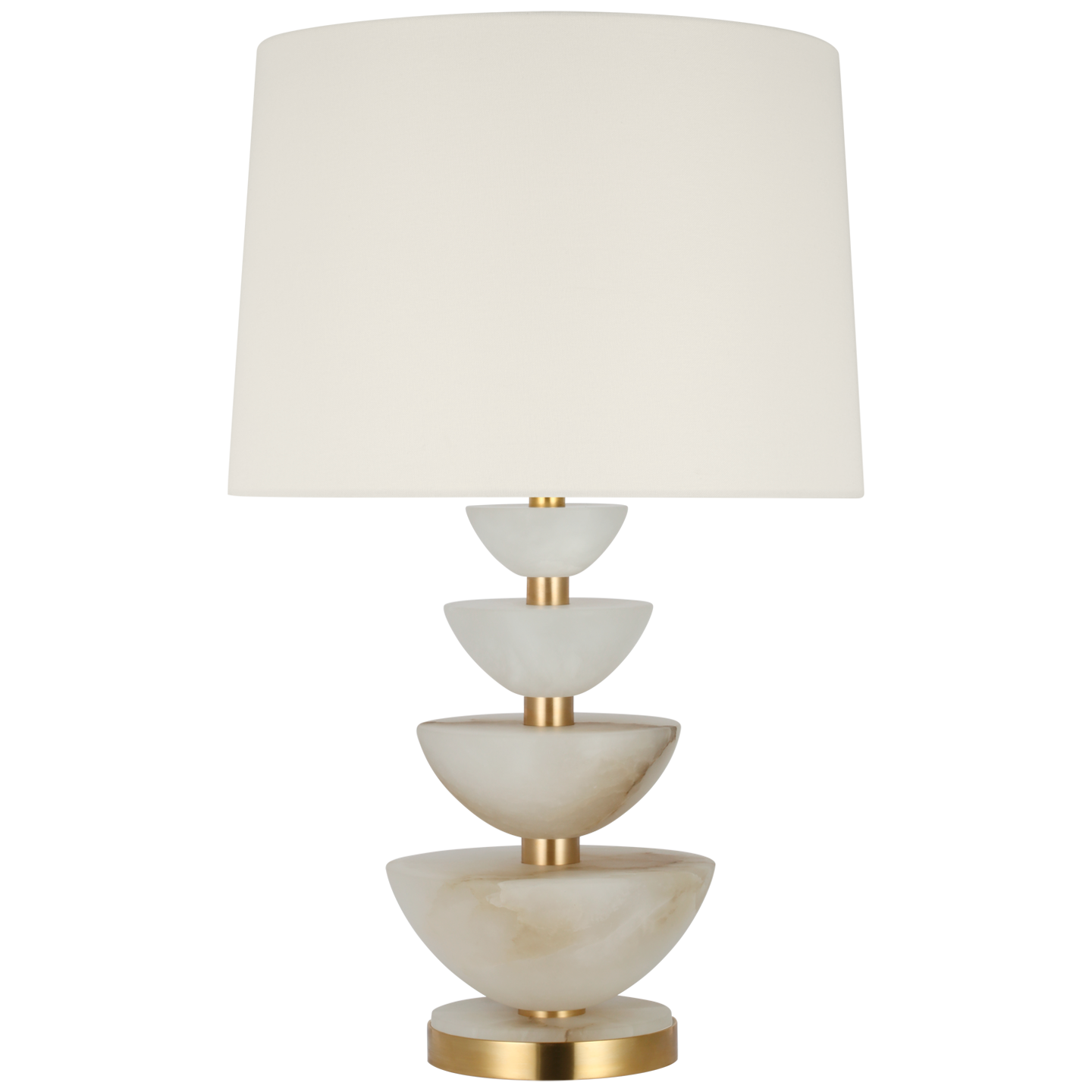 Aubert 28" Table Lamp | Alabaster and Hand-Rubbed Antique Brass | Linen Shade