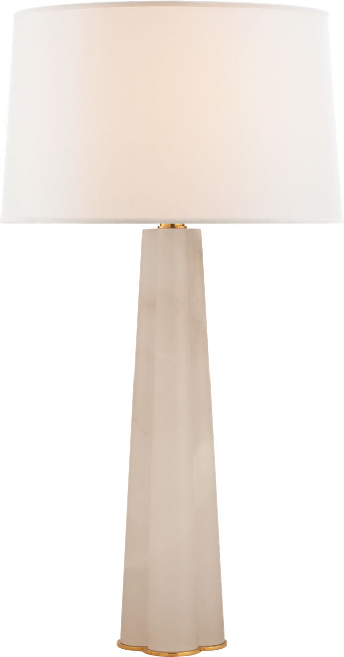 Adeline Large Quatrefoil Table Lamp | Alabaster | Linen Shade