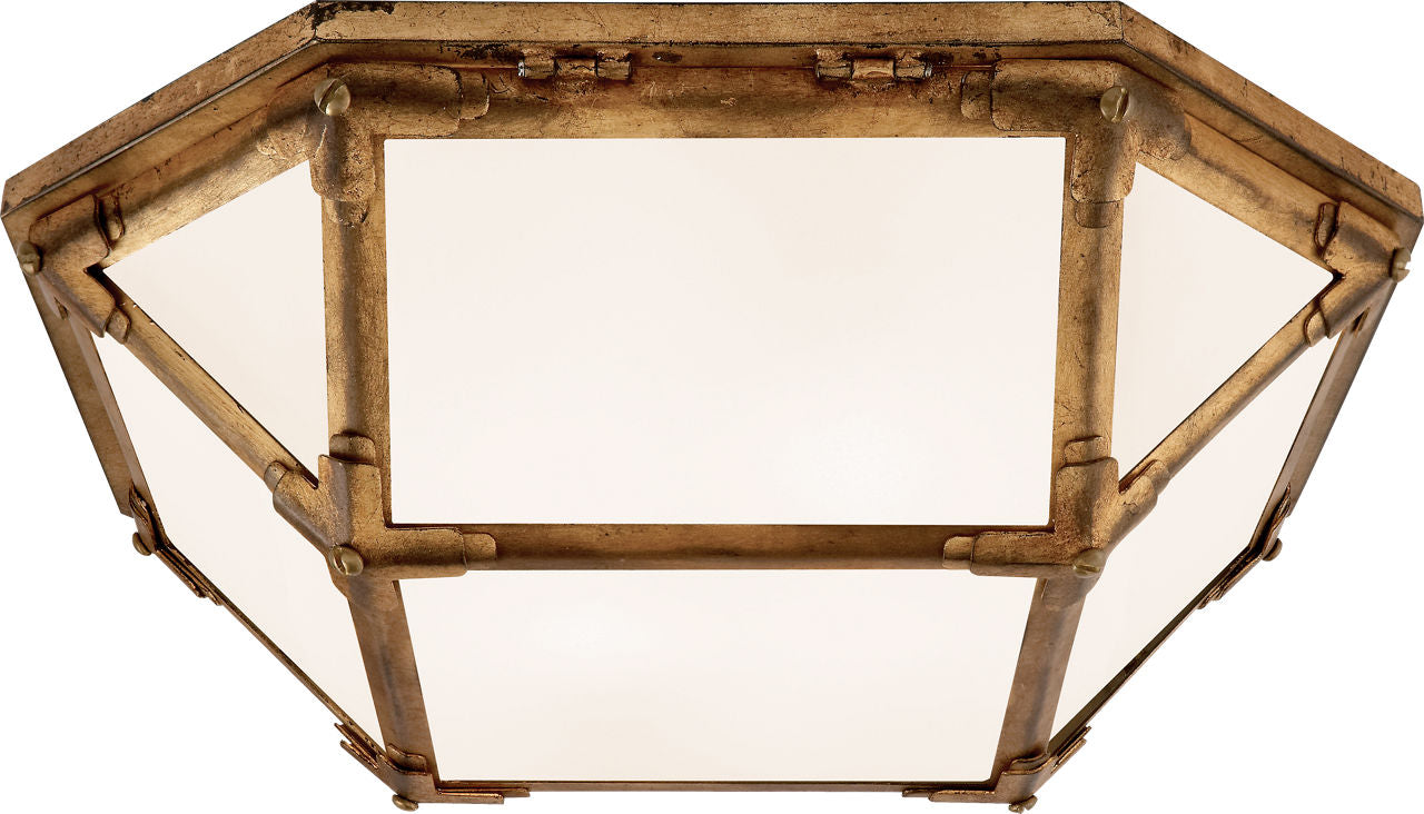 Morris Flush Mount | Gilded Iron | White Glass