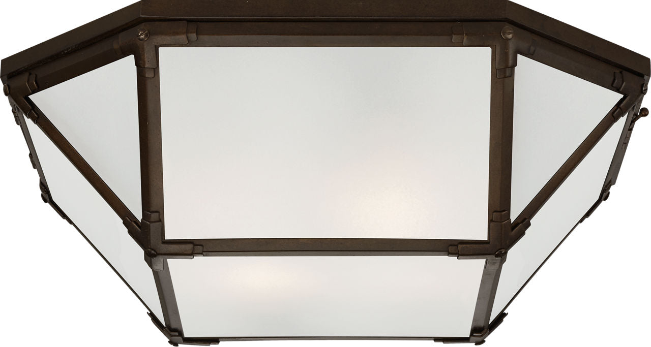Morris Large Flush Mount | Antique Zinc | Frosted Glass