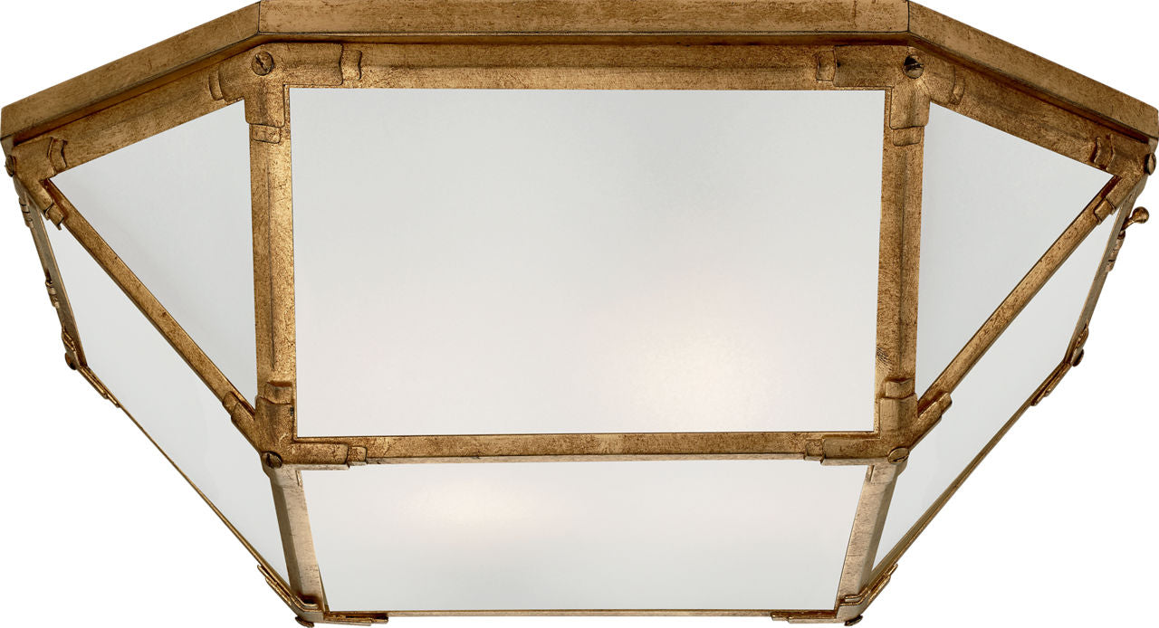 Morris Large Flush Mount | Gilded Iron | Frosted Glass