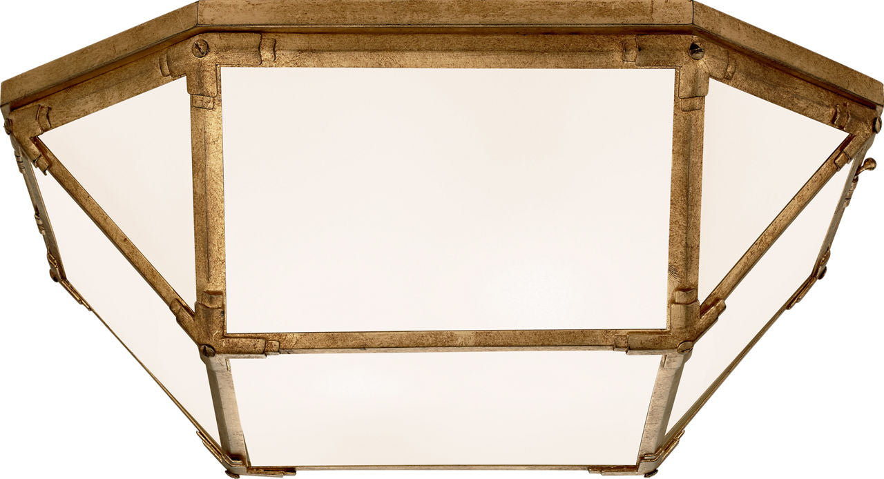 Morris Large Flush Mount | Gilded Iron | White Glass
