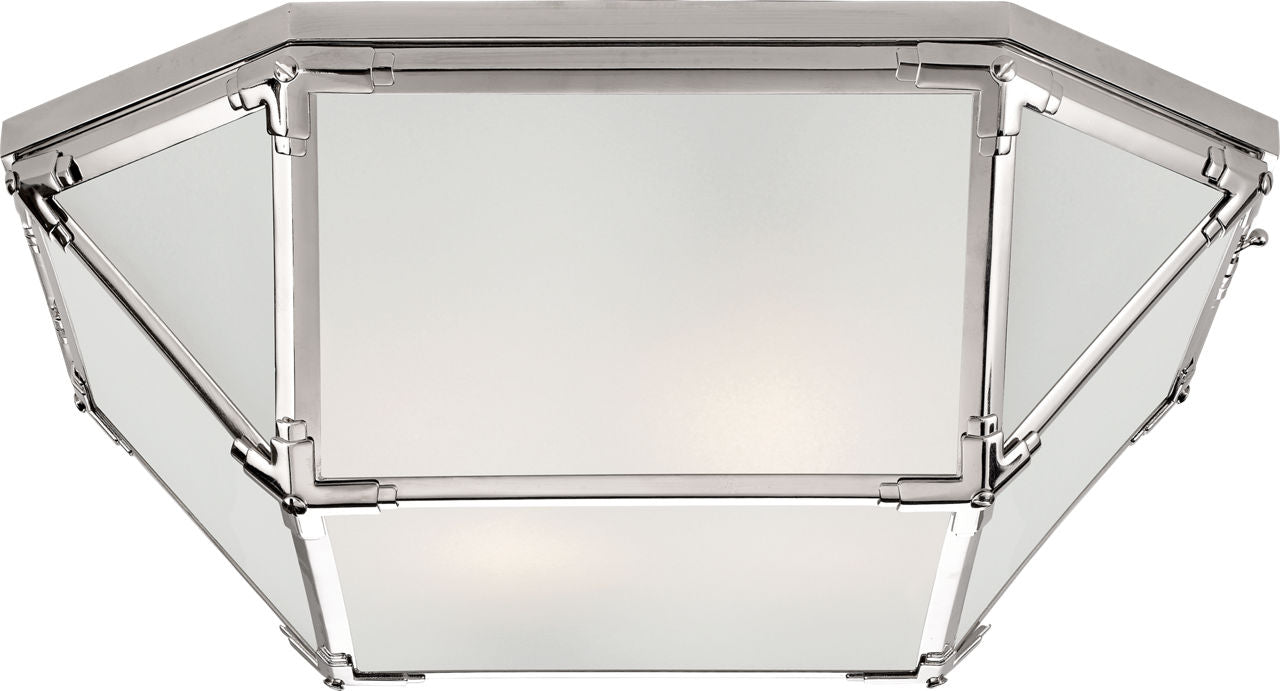 Morris Large Flush Mount | Polished Nickel | Frosted Glass
