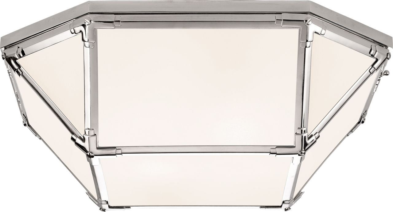 Morris Large Flush Mount | Polished Nickel | White Glass