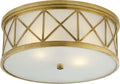 Montpelier Large Flush Mount | Hand-Rubbed Antique Brass | Frosted Glass