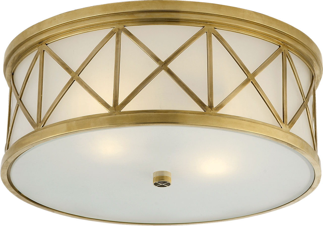 Montpelier Large Flush Mount | Hand-Rubbed Antique Brass | Frosted Glass