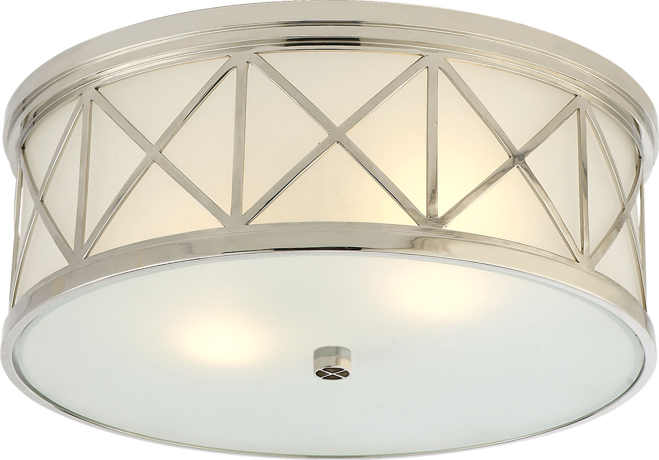 Montpelier Large Flush Mount | Polished Nickel | Frosted Glass