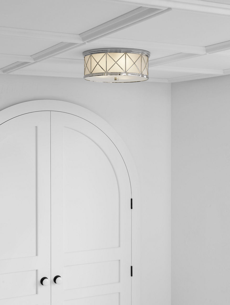 Montpelier Large Flush Mount | Polished Nickel | Frosted Glass